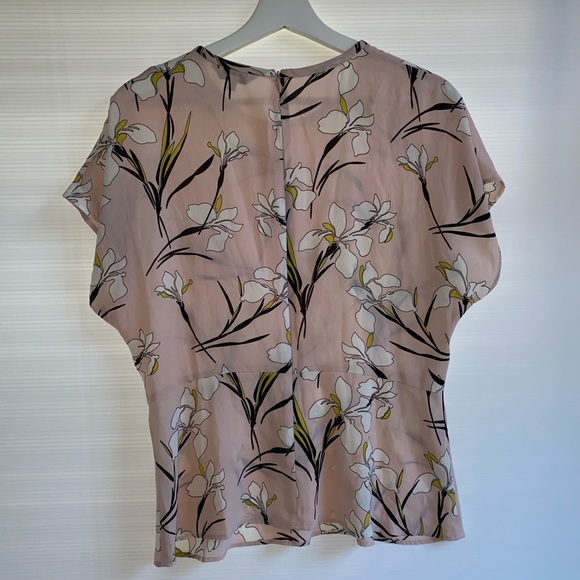 Veronika Maine Womens Pale Blush Floral Short Sleeved Blouse Workwear Size 12 - Picture 10 of 15